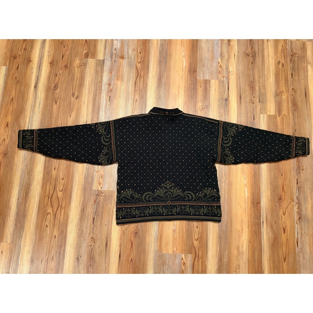 Dale of Norway Dale Casual Full Zip Nordic Wool Sweater Black Green Gold Womens - Picture 2 of 7